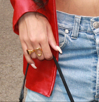 Gold  Geometric open ring