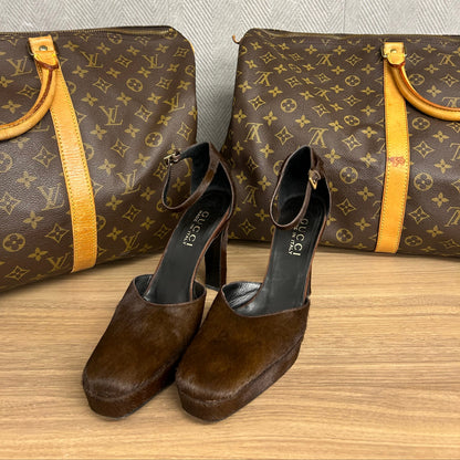 F/W 1996 Gucci by Tom Ford Brown Pony Hair Heels