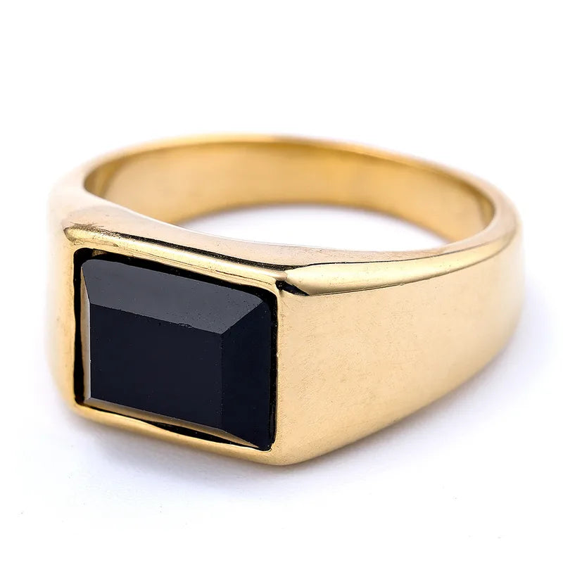 Gold Black Stone Ring